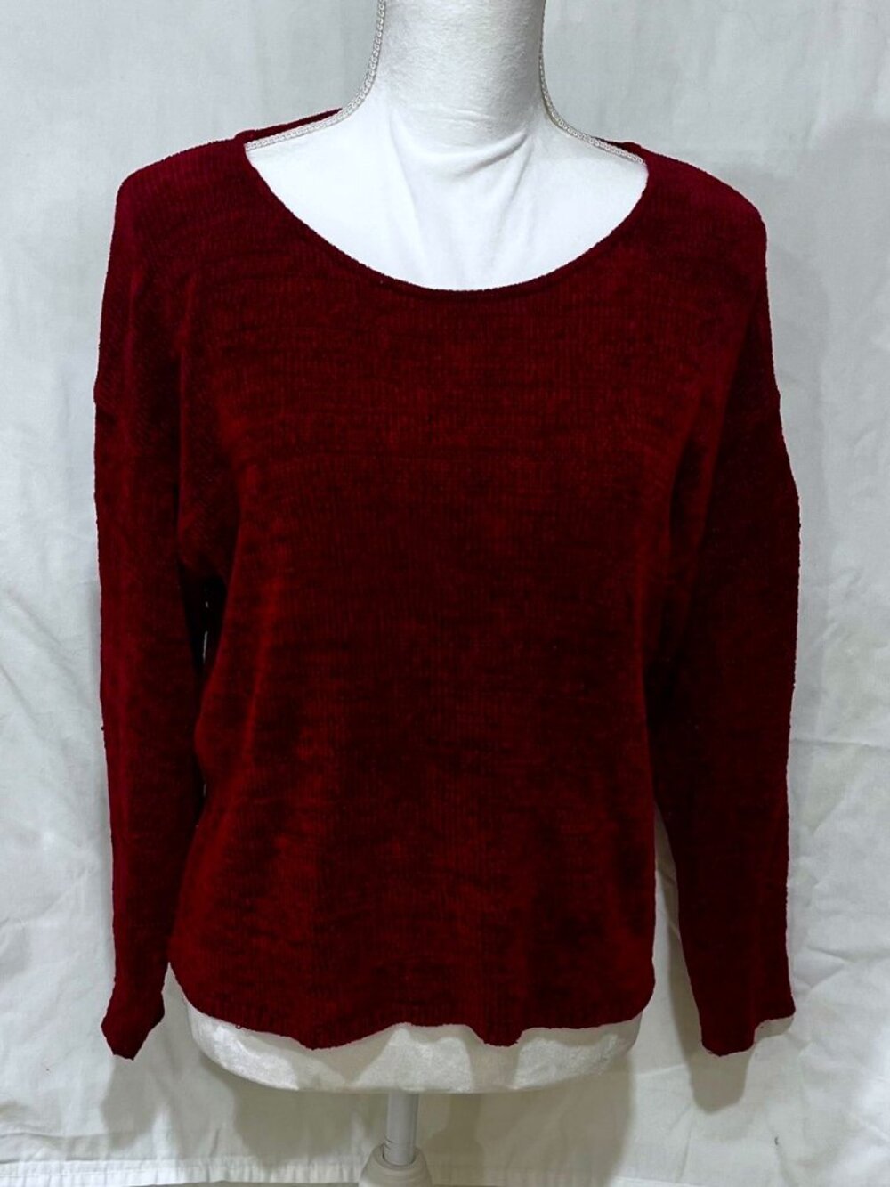Sarah Arizona – Plush Chenille Knit Sweater – Burgundy/Maroon – Size Medium